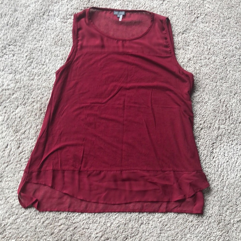Vince Camuto sleeveless top with sheer accents